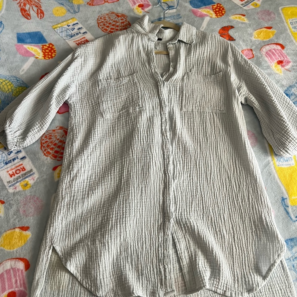 YFB Light Gray Textured Button-Up Shirt